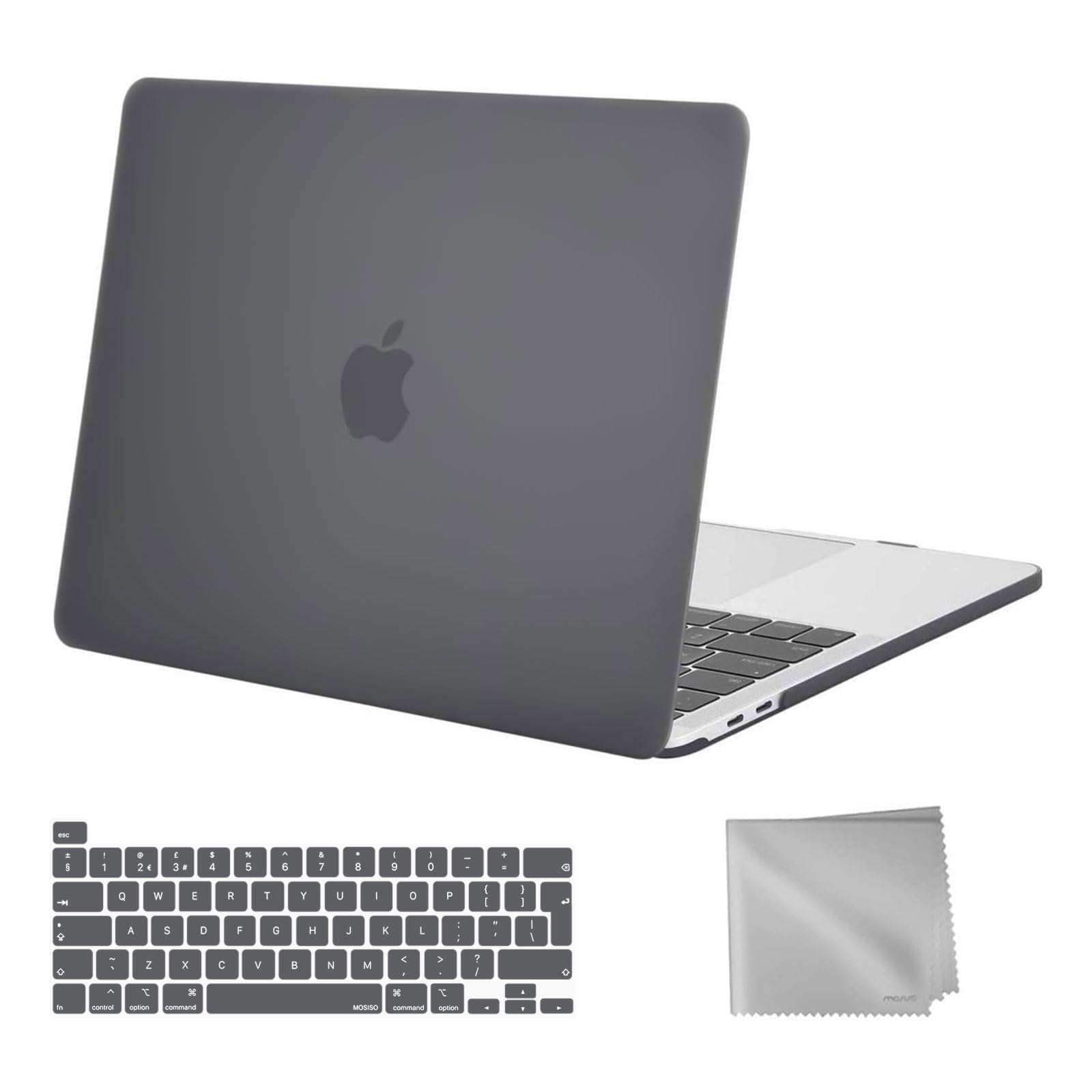 MOSISO Compatible with MacBook Pro 13 inch Case M2 M1 2026 2025 2024 2023 2022-2016 A2338 A2289 A2251 A2159 A1989 A1706 A1708, Plastic Hard Shell Cover & Keyboard Skin & Wipe Cloth, Gray