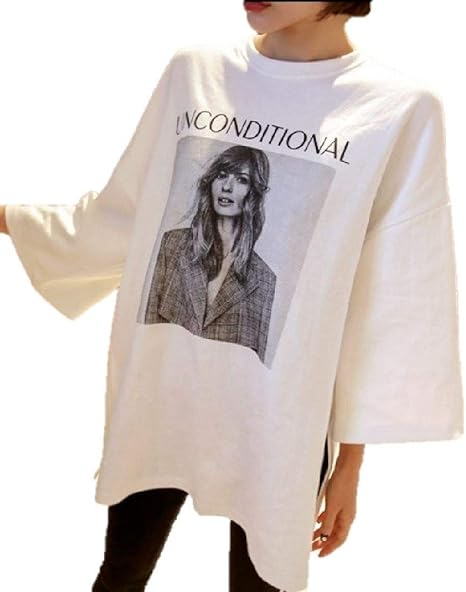 Amazon Heaven Days ヘブンデイズ ロンティー 長袖 ｔシャツ ロング丈 長め カットソー ロンｔ ロングｔシャツ サイドスリット ロゴｔ プリント レディース 1810b0009 Tシャツ カットソー 通販