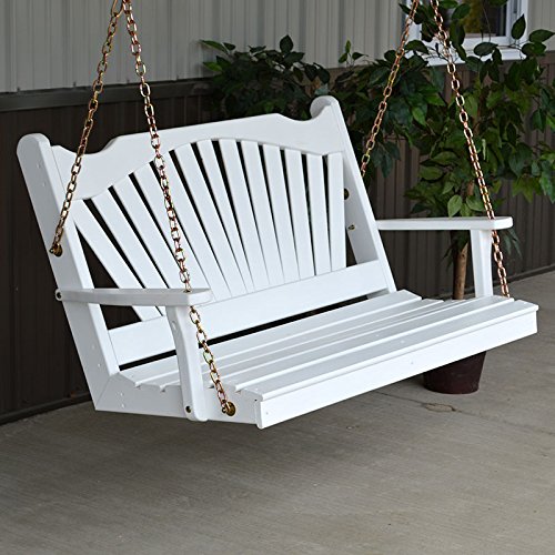 A&L Furniture Co. Fanback Porch Swing (5 Foot, White Paint) (641489960043)