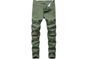 FREDD MARSHALL Boy's Slim Fit Skinny Ripped Distressed Zipper Jeans Pants with Holes