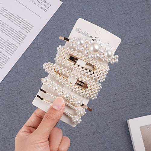 Pearl Hair Clips for Women Girls, ETEREAUTY Pearl Barrettes Hair Pins, Fashion Sweet Hair Decorative for Party Wedding Daily, 6 PCS