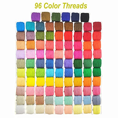 Embroidery Floss with Organizer Storage Box - Peirich 96 Color Embroidery Threads Floss Bobbins 38 Pcs Cross Stitch Kits Embroidery Starter Kit Friendship Bracelets Floss - Mother's Birthday Gift