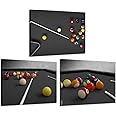 iKNOW FOTO Black and White Canvas Printed Wall Art Billiards Painting Snooker Shooting Pool Posters Pictures Giclee Printing Lounge Bar Decor Stretched and Framed Ready to Hang Home Billiard Room