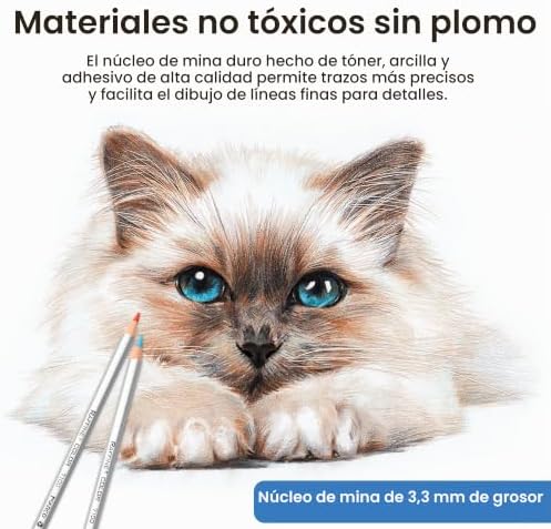 Lápis de cor solúveis em água para adultos e artistas - 36 cores, lápis de madeira em formato hexagonal, com pincel, em lata de ferro, ideais para ilustrações, graffiti e manuais