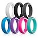 Silicone Wedding Rings for Women - 7 Pack (White Black Gray Blue Purple Pink Teal, 7.5-8 (18.2mm))