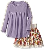 Burt's Bees Kids Girls' Toddler Reversible Poppy and Mustard Skater Skirt and Crochet Sleeve Tee