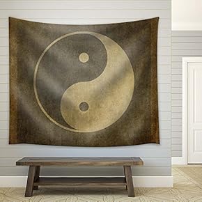 Vintage Tai Ji Symbol - Fabric Tapestry, Home Decor - 51x60 inches