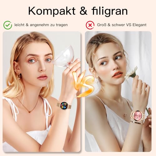 2026 Smartwatch Women's ECG/Blood Pressure, 1.32 Inch AOD Health Watch AI Dial & AI Smart Q&A, Bluetooth Calls/Sleep/Pulse/HRV/SpO₂/BMI/Stress/Menstrual Cycle, 100+ Sports Modes, Small, Round Fitness