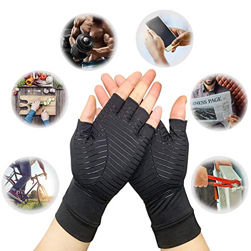 Compression Gloves for Arthritis Medical Copper Arthritis Gloves. Copper Infused Fit Gloves for Women/Men. Relieving Pain in The Treatment of Rheumatoid Arthritis, RSI Osteoarthritis, Tendinitis (S) - Thumbnail 3
