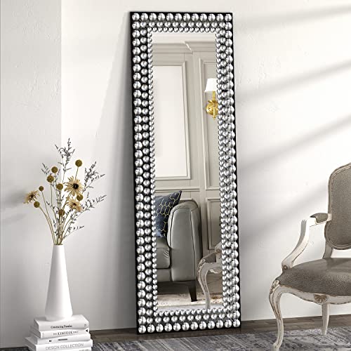 JACUKO Full Length Mirror Jeweled Floor Mirror Accented Crystal Metal