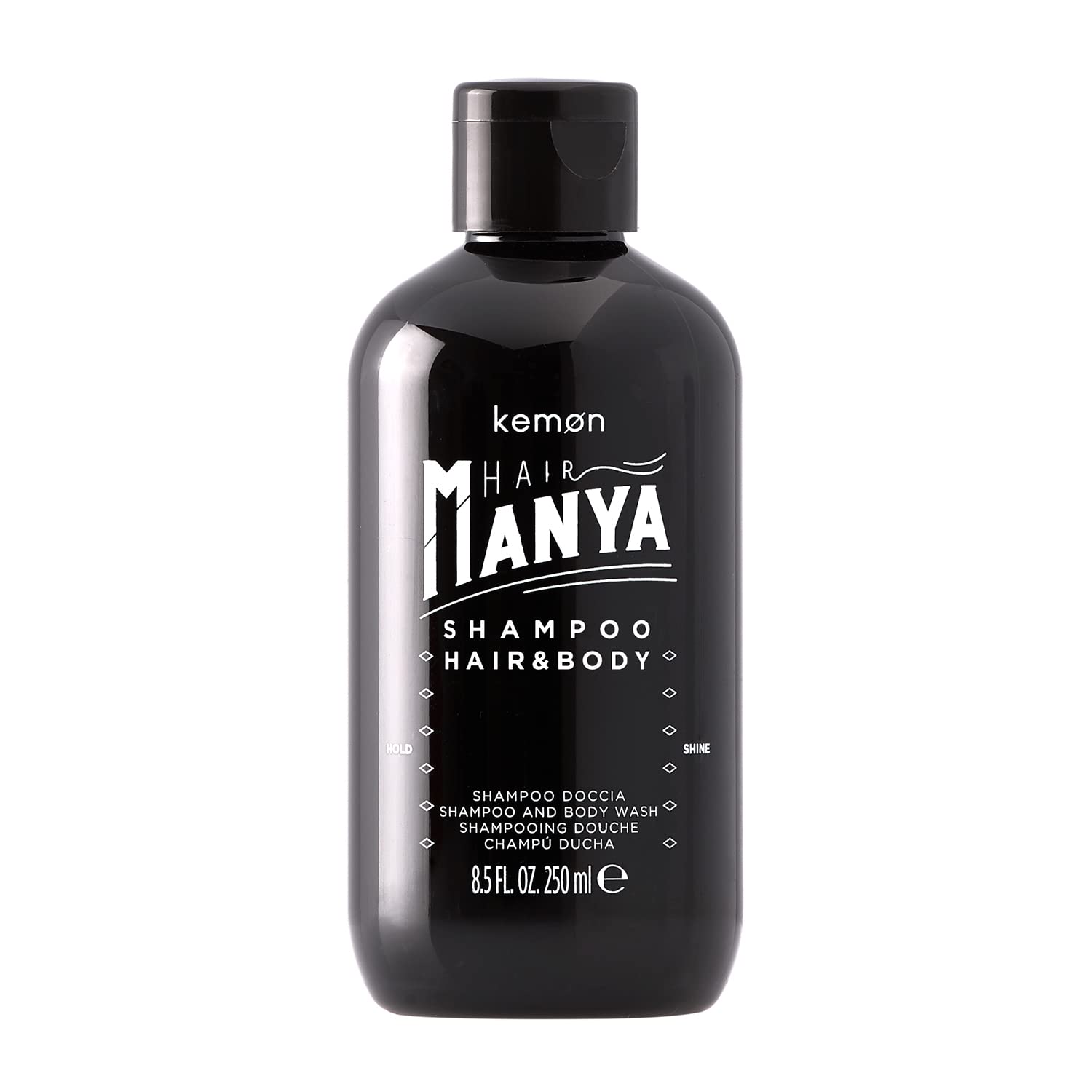 Kemon Hair Manya Shower Gel - Mild Shower Shampoo for Body, Hair and Beard, 3 in 1 Care for Men - 250 ml