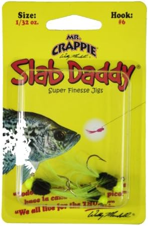 Mr Crappie Slab Daddy Hook-Pack of 3 (Chartreuse/Black/Chartreuse, 1/32 Ounce)