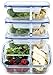 [Large Premium 4 Pack] 3 Compartment Glass Meal Prep Containers w/New Divider Seal Tech Best Quality Snap Locking Lids Airtight 8 Pcs Glass Food Containers Set BPA-Free (4.5 Cups, 36 Oz)