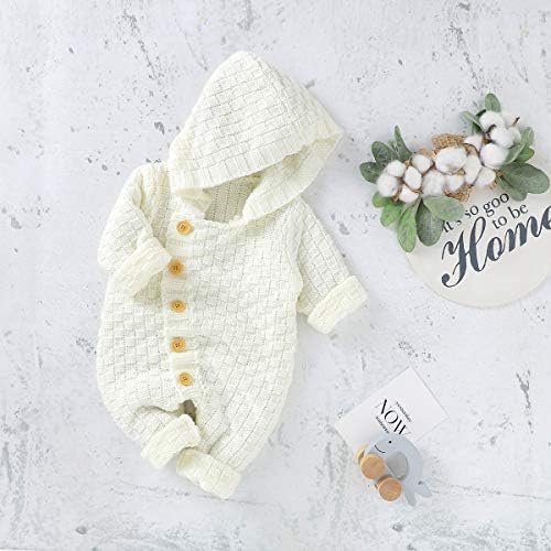 Haokaini Baby Neugeborenen Kapuze Strickoverall Kleinkind Langarm Strampler f/ür 3-24M Babys