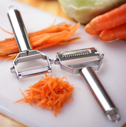 Brieftons Julienne Peeler/Cutter/Slicer: Serrated Stainless Steel Fruit/Vegetable Peeler & Julienne Slicer