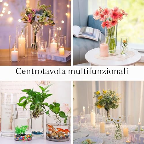 QEEYON 30cm Tall Glass Cylinder Vase, Extra Large Thickened Crystal Flower Vase for Living Room Kitchen Office Wedding Flower Arrangements (30x12cm)