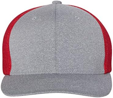 Flexfit - Melange Trucker Cap With Mesh Back - 6311 - Heather Grey/ Red - One Size