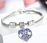 Fusicase Bling Crystal Silver Hearts Metal Family Member Bracelets