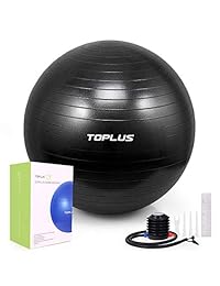 TOPLUS - Pelota de ejercicio (varios tamaños) extra gruesa para yoga, silla de bola para fitness, estabilidad, equilibrio, pilates, parto, anti ráfagas soporta 2200lbs - Incluye bomba rápida y guía profesional