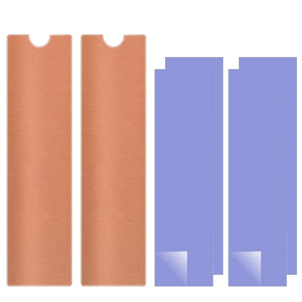 M.2 Heatsink Copper, Pack of 2 M2 NVMe Laptop Copper Heatsinks with Silicone Thermal Pads for PCIE SATA M.2 2280 SSD Portable Enclosure Desktop PC Laptop