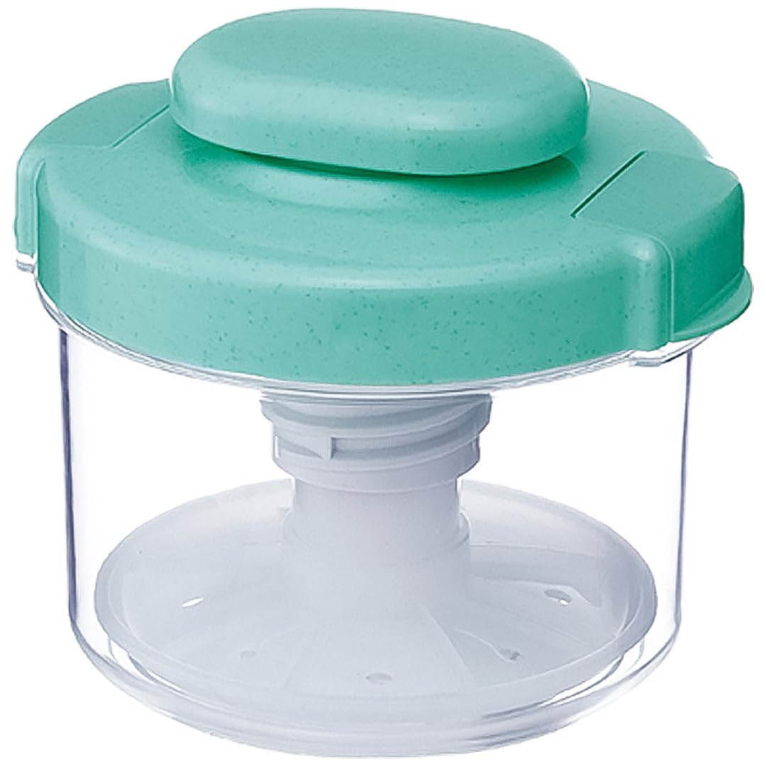 Instant Pickle Maker Vegetable Press Tsukemono Container Round Made in Japan BPA Free (Green 0.8L)