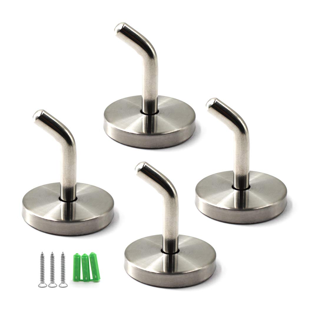 Stainless Steel Heavy Duty Long Nose Wall Mount Hook Kitchen Utensil Hanger Hook Robe Coat Hook with Screws and Expansion Pipes 4 Pack 50mm โ image 1