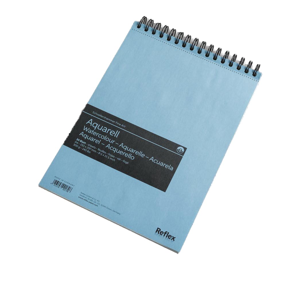 Schoellershammer Watercolour Pad A4, 30 Sheets, Spiral Bound, 300gsm White Paper, VF5004058