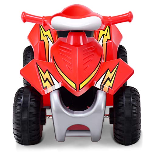 Costzon Kids Ride On Quad, 6V Battery Power Electric Car Vehicle, 4 Wheel Power Bicycle for Toddlers with Light (Red)