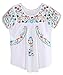 AsherFashion Colorful Flowers Embroidered Peasant Tops Mexican Blouse US 0-6