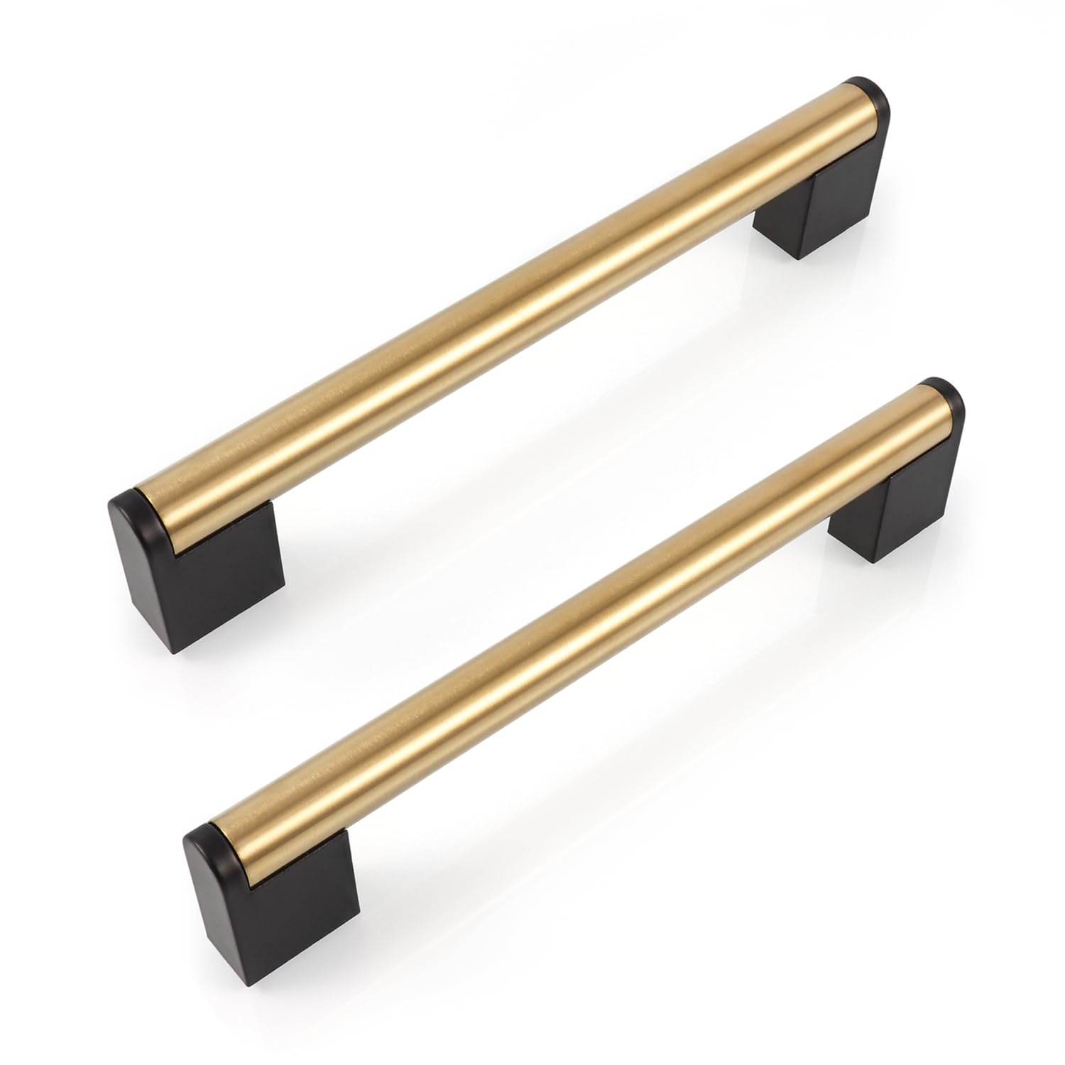 FULGENTE 10 Pack 6-1/5" (160mm) Gold Brushed Brass Cabinets Handles Wardrobes Pulls Stainless Steel Golden Cupboard Door Furniture Handle for Kitchen Closet Dresser Drawer Bar Hardware
