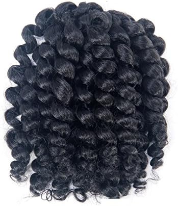 3 Packs 2X Ringlet Wand Curl Jamaican Bounce 8 inch Synthetic Crochet Hair Extensions Havana Mambo Twist Braiding Hair 20 Roots (Black)