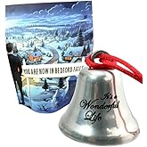 It's A Wonderful Life Ornament Bell on Ribbon Movie Souvenir Steel Metal Keepsake Christmas Decoration Made in The USA in a Bedford Falls Gift Bag