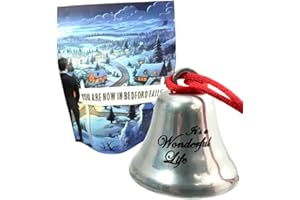 WESTMON WORKS It's A Wonderful Life Ornament Bell on Ribbon Movie Souvenir Steel Metal Keepsake Christmas Decoration Made in The USA in a Bedford Falls Gift Bag