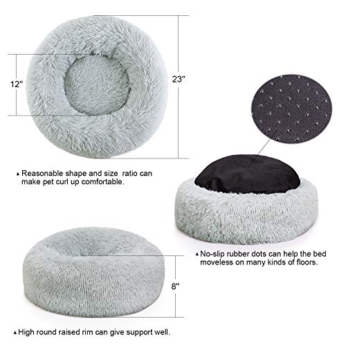 BEDELITE Dog Bed for Small Dogs - Calming Dog Bed & Large Cat Bed, Washable Round Dog Bed 23\