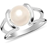 LeCalla Double Pearl Ring in 925 Sterling Silver | Women's Rings with Two Pearls | Birthday, Engagement, Anniversary, Wedding Jewelry Gift for Women(Sizes 5-9 No.)