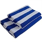 Tamengi 100% Cotton Beach Towel, Pool Towel Dark Blue Striped (30