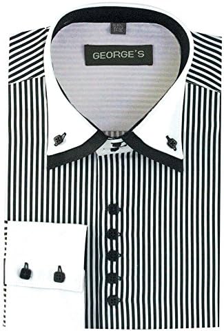 FORTINO LANDI Men's Long Sleeve Dress Shirt Two Tone Striped AH606