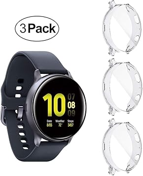 Suoman 3 Pack Compatible With Samsung Galaxy Watch Active 2 44mm Screen Protector Case Soft Tpu Plated All Around Protective Bumper Cover Not Fit For Other Models Clear Clear Clear Amazon Ca Electronics