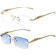 SDINM Rimless Sunglasses for Men Women Fashion Small Narrow Rectangle Sun Glasses Shades 90s Eyewear