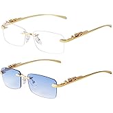 SDINM Rimless Sunglasses for Men Women Fashion Small Narrow Rectangle Sun Glasses Shades 90s Eyewear
