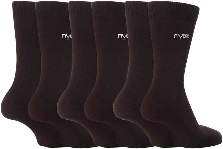 6 pairs Mens FiveG Plain Trouser Socks made with Fairtrade Cotton 6-11 uk, 39-45 eur