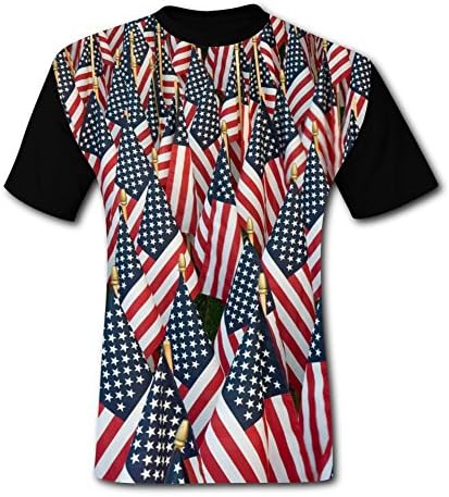 CLEVERBOY Men's American Flag World Cup Russia 2018 T-Shirts Victory 3D Print Football Fan L Black
