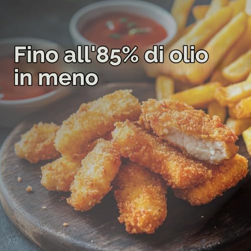 - Doppio Touch 11L (5,5+5,5L) Friggitrice ad Aria Doppia Senza Olio, 2850W, 10 Menu, Touch Screen, Timer Regolabile 60 Minuti, 80-200°C, Cottura Facile e Sana