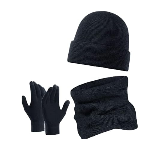 Herren Winter Set - Beanie Mit Ohrenklappen, Touchscreen Handschuhe & Nackenwärmer