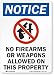 "Notice - No Firearms Or Weapons Allowed On Property" Label By SmartSign | 5" x 7" 3M Reflective Laminated Vinyl primary