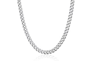 Chainspro Cuban Link Chain for Men, Stainless Steel Chunky Miami Necklace 4.8/6/10/14mm Width, 18-30inch Length, Gold Plated/