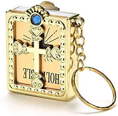 Polymer True Utility Bible Keychain Jesus Mini Electroplating Keychain Key Ring Car Bag Pendant(Random Color)