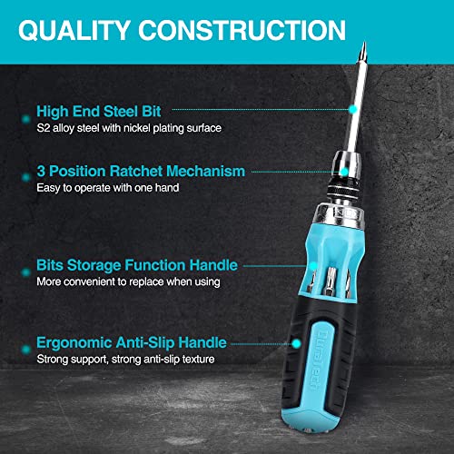 DURATECH Ratcheting Screwdriver, 12in1 Multibit Screw Drivers