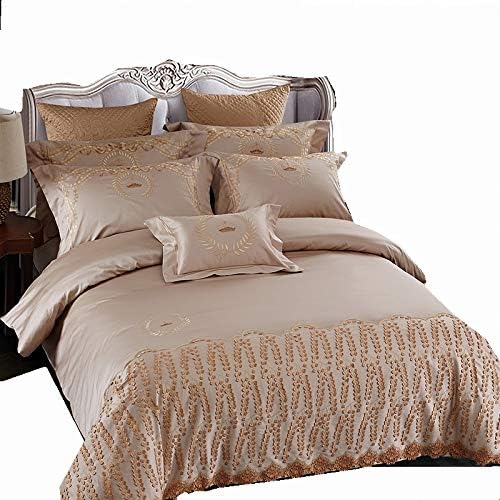 JYTT Cotton 5pc European Lace Luxury Embroidered Princess style Cotton sateen Bedding comforter sets Timeless design Hypoallergenic-A King