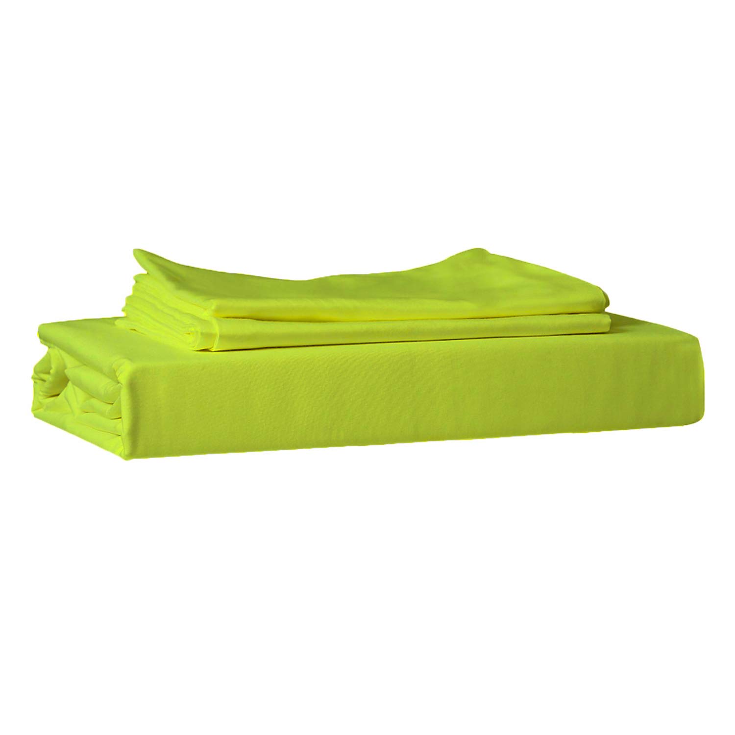 Just Linen 210 TC 100% Cotton Sateen Solid, Green Yellow Color, King Large Size Flat Bed Sheet with 2 Pillow Covers